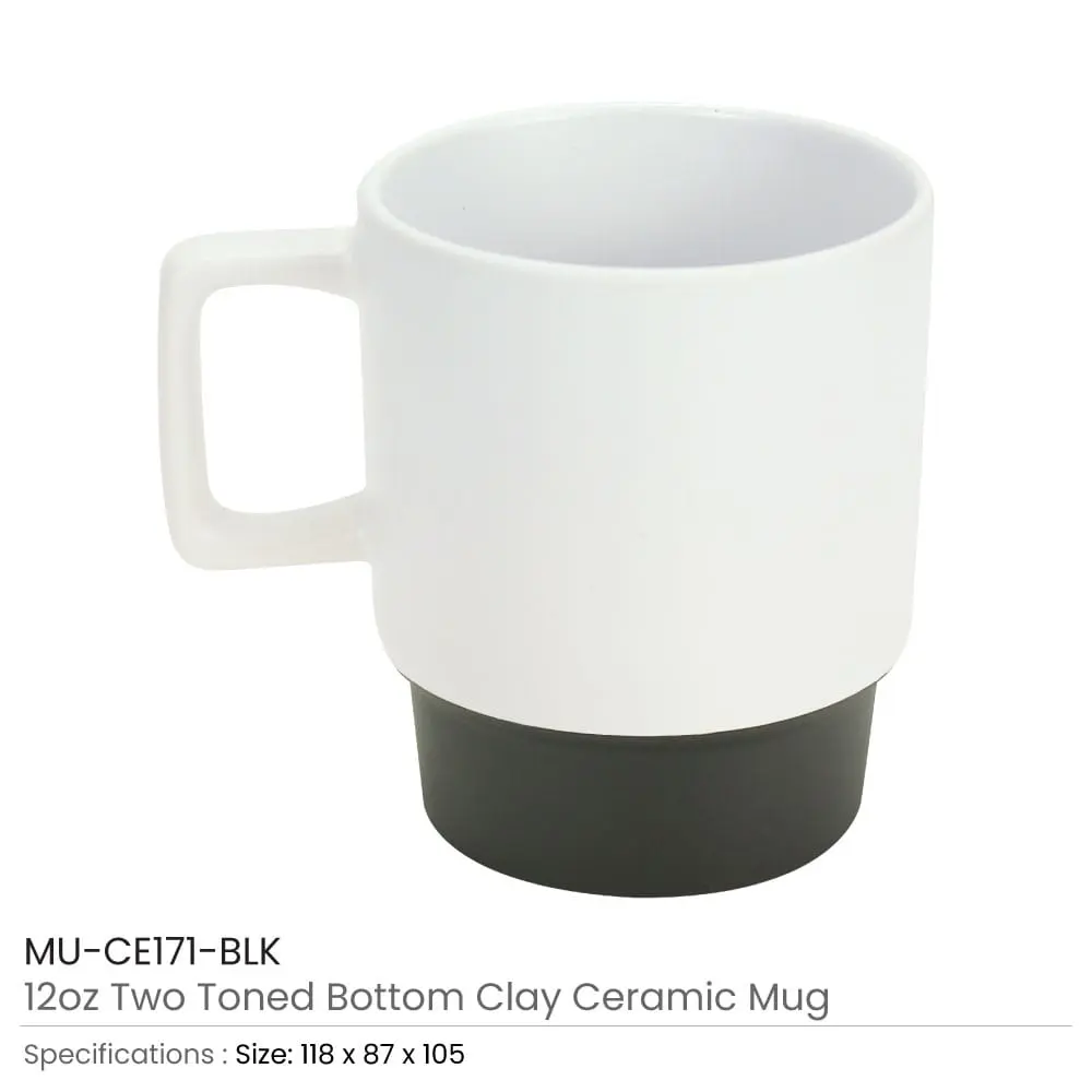  Ceramic Mugs with Bottom Clay in 12 Oz, Matte Finish