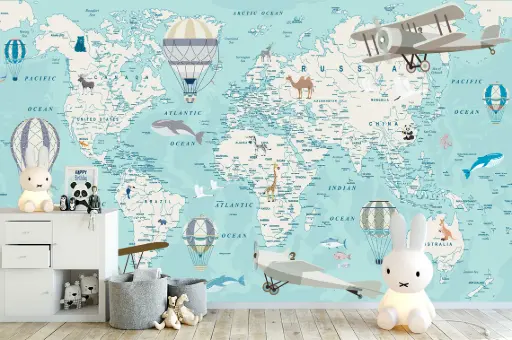 World Map-Kids Wallpaper