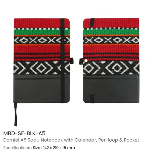 [MBD-SF-BLK-A5] Dorniel A5 Notebooks with Calendar, Pen Loop & Pocket 