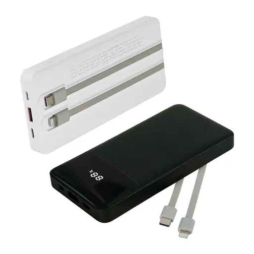 Powerbank with LED Screen 10,000 mAh and Built-in Cables 